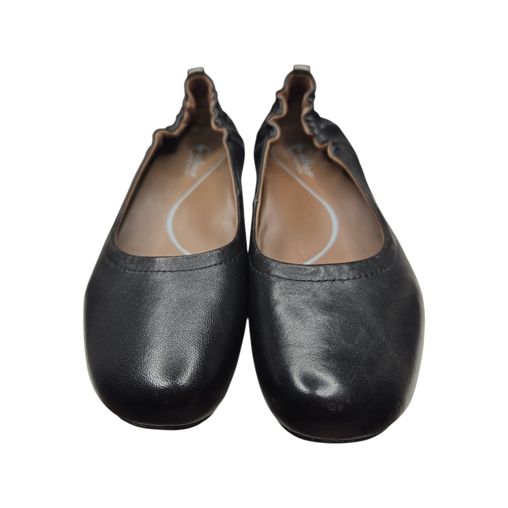 Earthies Tolo Black Leather Ballet Flats Size 7.5 Ruched Comfort Shoes Slip On - Picture 13 of 15